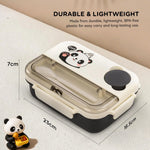 Baybee Panda Tiffin Box Stainless Steel Lunch Box with 3 Compartments with Spoon & Fork (900ml) BAYBEE