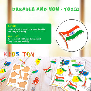 Baybee Wooden National Symbols with Picture and Learning Educational Board for Kids with Knob
