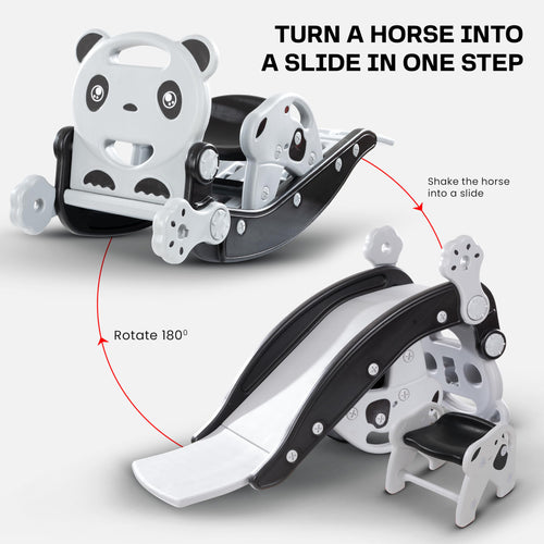 Baybee 3 in 1 Panda Garden Slider for Kids, Plastic Baby Slide with Rocker & Baby Chair Combo BAYBEE