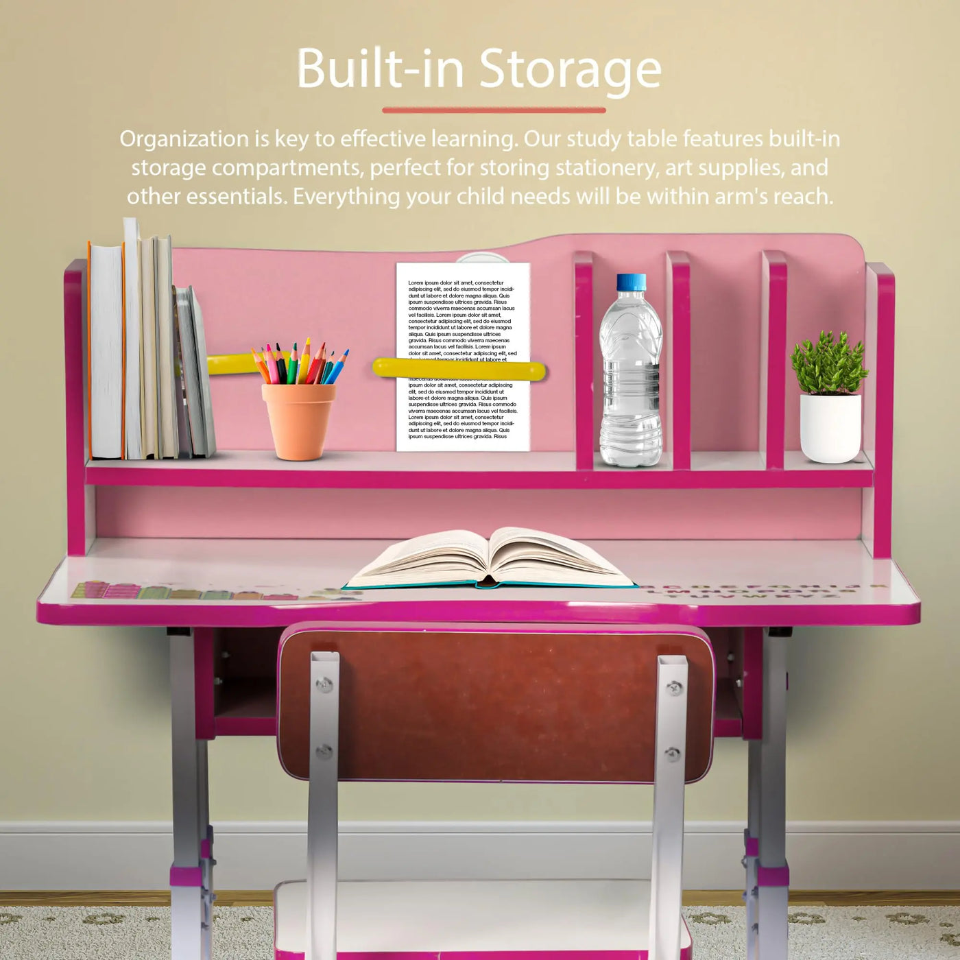 Baybee Wooden Multi Functional Kids Study Table for Students with Chai ...