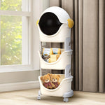 Baybee Astronaut Toy Storage Organizer for Kids 3-Level Detachable Rolling Cart with Center-Locking Wheels BAYBEE