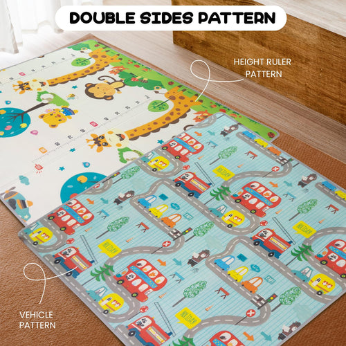 Forest Theme Baby Double Sided Play Mat Foldable Crawling Mat Size W-180cm X H-200 cm Assorted Themes BAYBEE