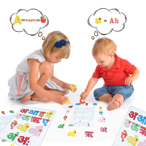 Baybee Wooden Hindi Vowels, and Colour Learning Educational Board for Kids, Hindi Vowels Wooden Puzzle with Knob BAYBEE