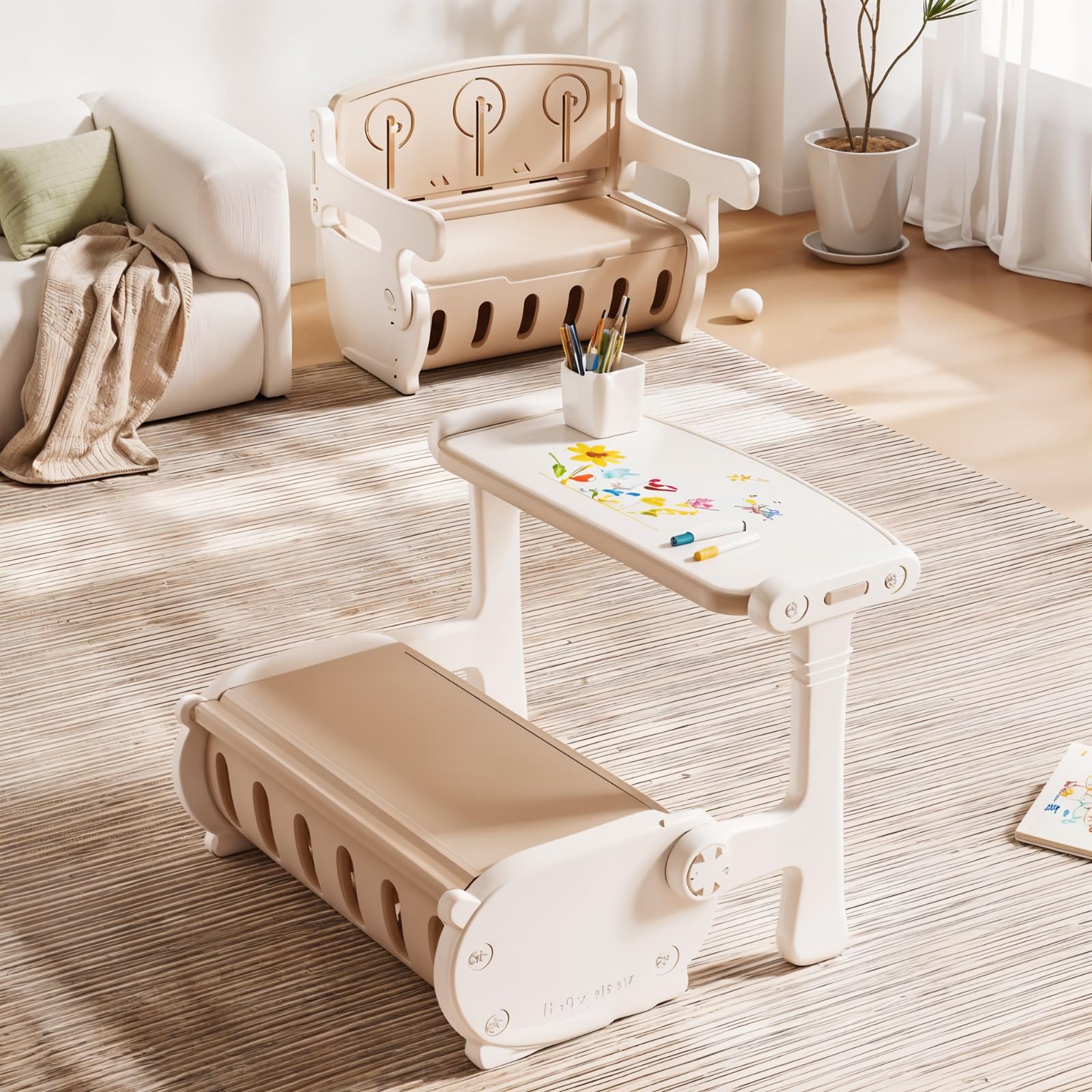 Baybee 3-in-1 Kids Table and Chair Set Convertible Study Desk