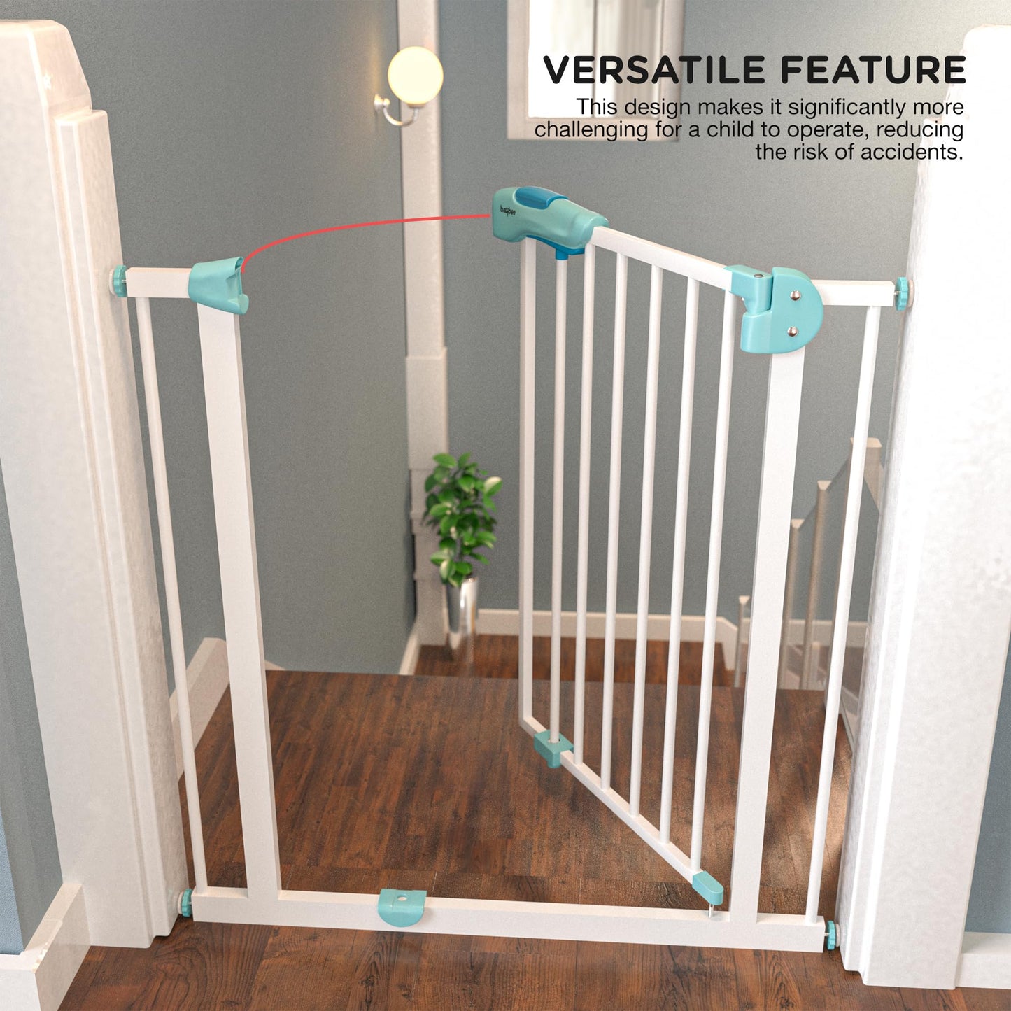 Baybee Auto Close Baby Safety Gate for Kids, Extra Tall Baby Fence Barrier Dog Gate with Easy Walk-Thru Child Gate | Baby Gate for House, Stairs, Door | Safety Gate for Baby (Green (75-85 +10cm))