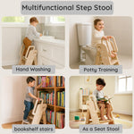 Baybee 4 in 1 Toddler Step Stool for Kids 3-Step Stepping Ladder with Handles Potty Training Seat with Ladder BAYBEE