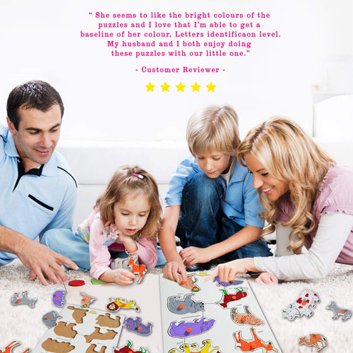 Baybee Wooden Wild Animals Puzzle Games for Kids Toys with Knob BAYBEE