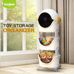 Baybee Astronaut Toy Storage Organizer for Kids 3-Level Detachable Rolling Cart with Center-Locking Wheels BAYBEE