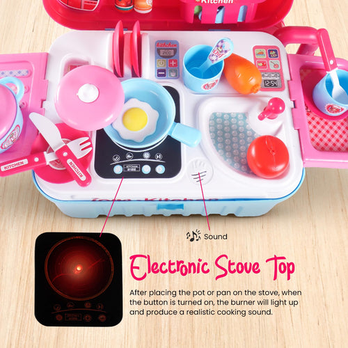 Baybee 3 in 1 Kitchen Set for Kids, Portable Pretend Play Little Chef Set Toys BAYBEE