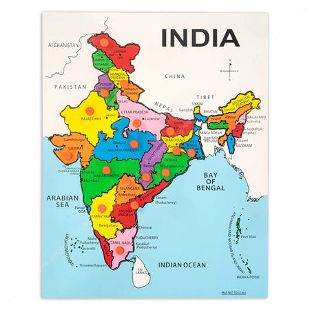 Baybee India 28 States Capitals Wooden Puzzle for Kids  with Knob Pegged Puzzle Toys Baybee India