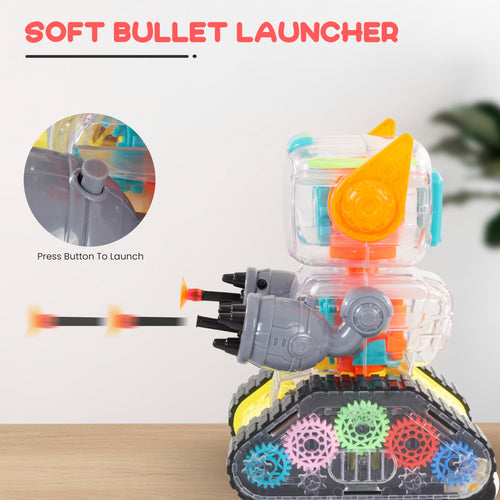 BAYBEE Transparent Robot Musical Toys for Kids with 360 Degree Rotation, Flashing LED Lights & Music BAYBEE