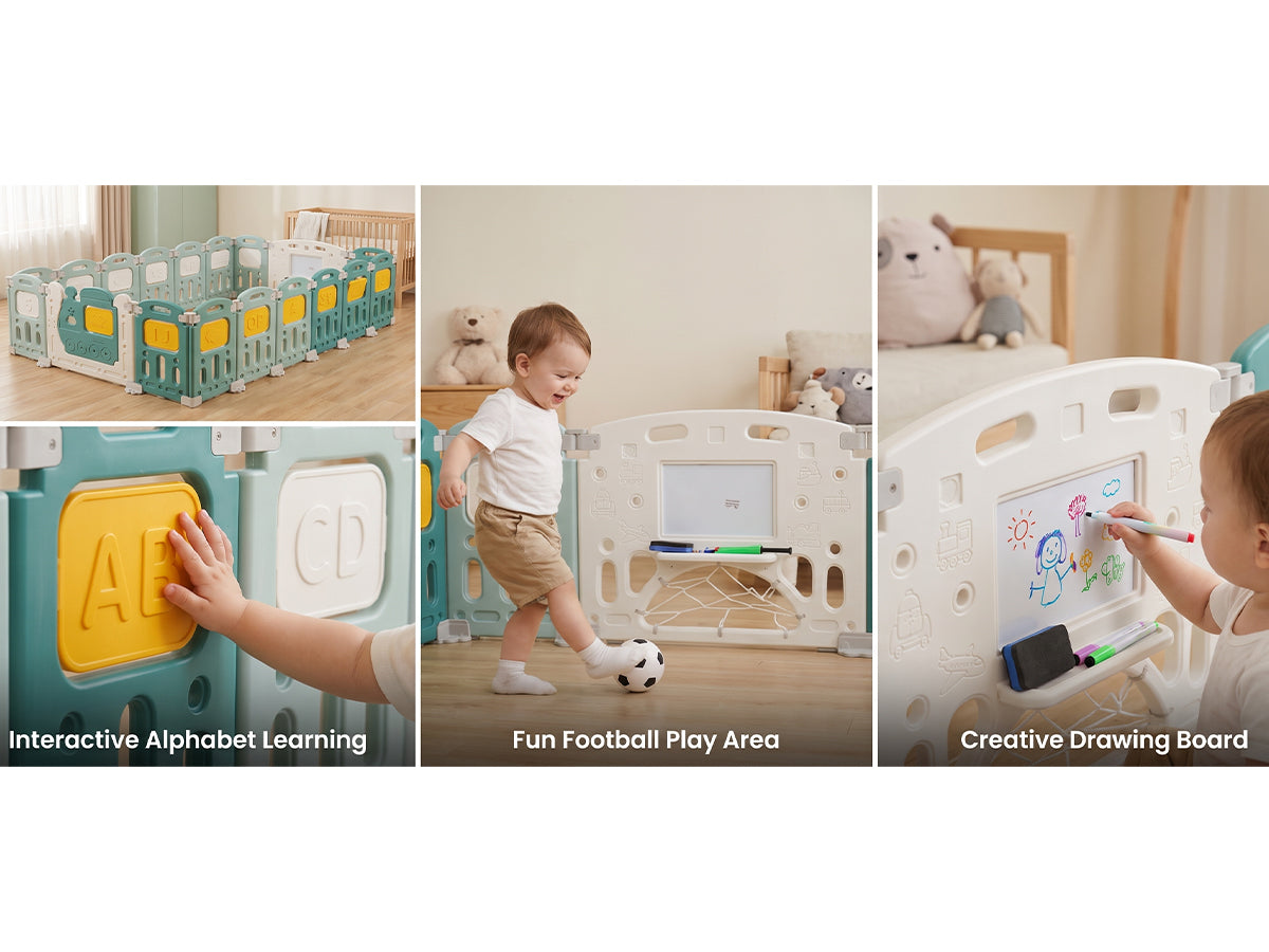 Baybee Train Kids Playpen for Babies (16 Panels) Foldable Baby Play Area Indoor Setup with Safety Lock — slide 2
