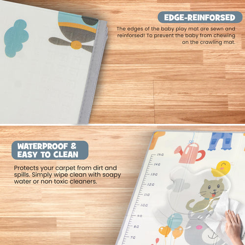 Wild Animal Theme Baby Double Sided Play Mat Foldable Crawling Mat Size W 180cm X H 150 cm - ( Assorted Themes) BAYBEE