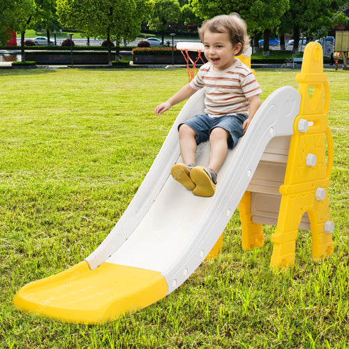 Baybee 2 in 1 Caste Sliders for Kids, Foldable Garden Kids Slider with Basketball Hook Baybee India