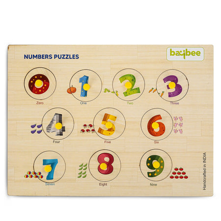 Baybee Number Count Puzzle Board Pre-School Early Learning Toys with Knob BAYBEE