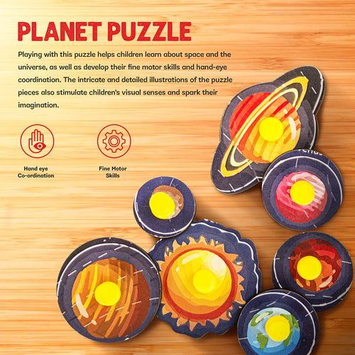 BAYBEE Toddler Solar System Wooden Puzzle for Kids with Planets BAYBEE