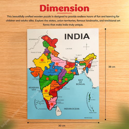 Baybee India 28 States Capitals Wooden Puzzle for Kids  with Knob Pegged Puzzle Toys Baybee India