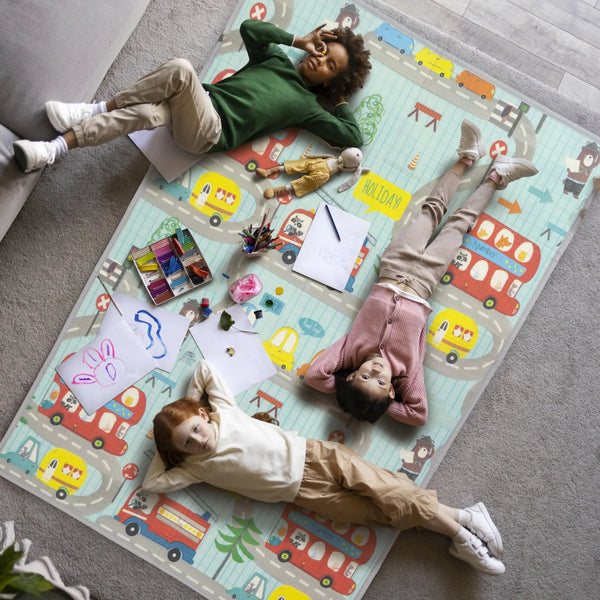 Travel Wonderer Theme Baby Double Sided Play Mat Foldable Crawling Mat Size W-180cm X H-120 cm -  Assorted Themes
