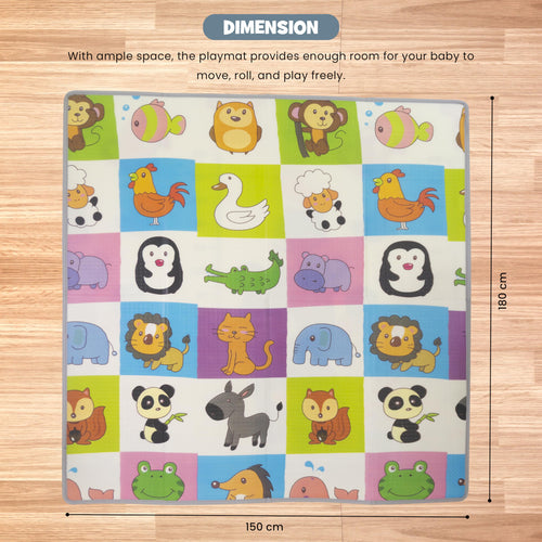 Wild Animal Theme Baby Double Sided Play Mat Foldable Crawling Mat Size W 180cm X H 150 cm - ( Assorted Themes) BAYBEE