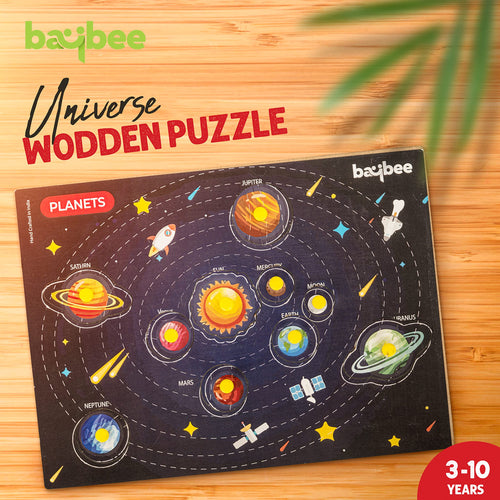 BAYBEE Toddler Solar System Wooden Puzzle for Kids with Planets BAYBEE