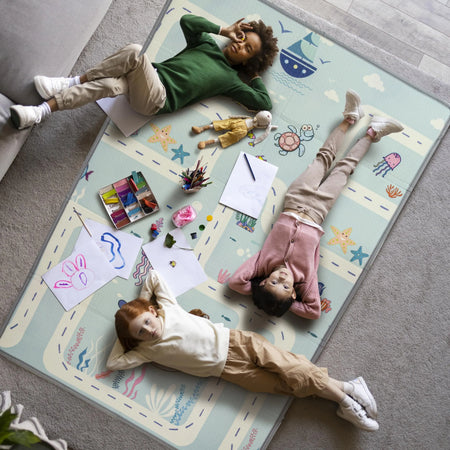 Assorted Themes Baby Double Sided Play Mat Foldable Crawling Mat Size W-180cm X H-120 cm BAYBEE