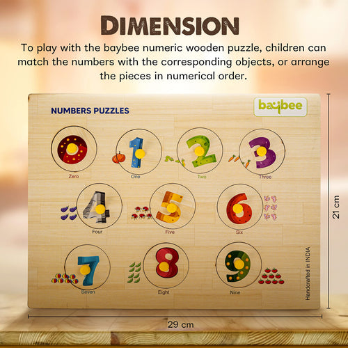 Baybee Number Count Puzzle Board Pre-School Early Learning Toys with Knob BAYBEE