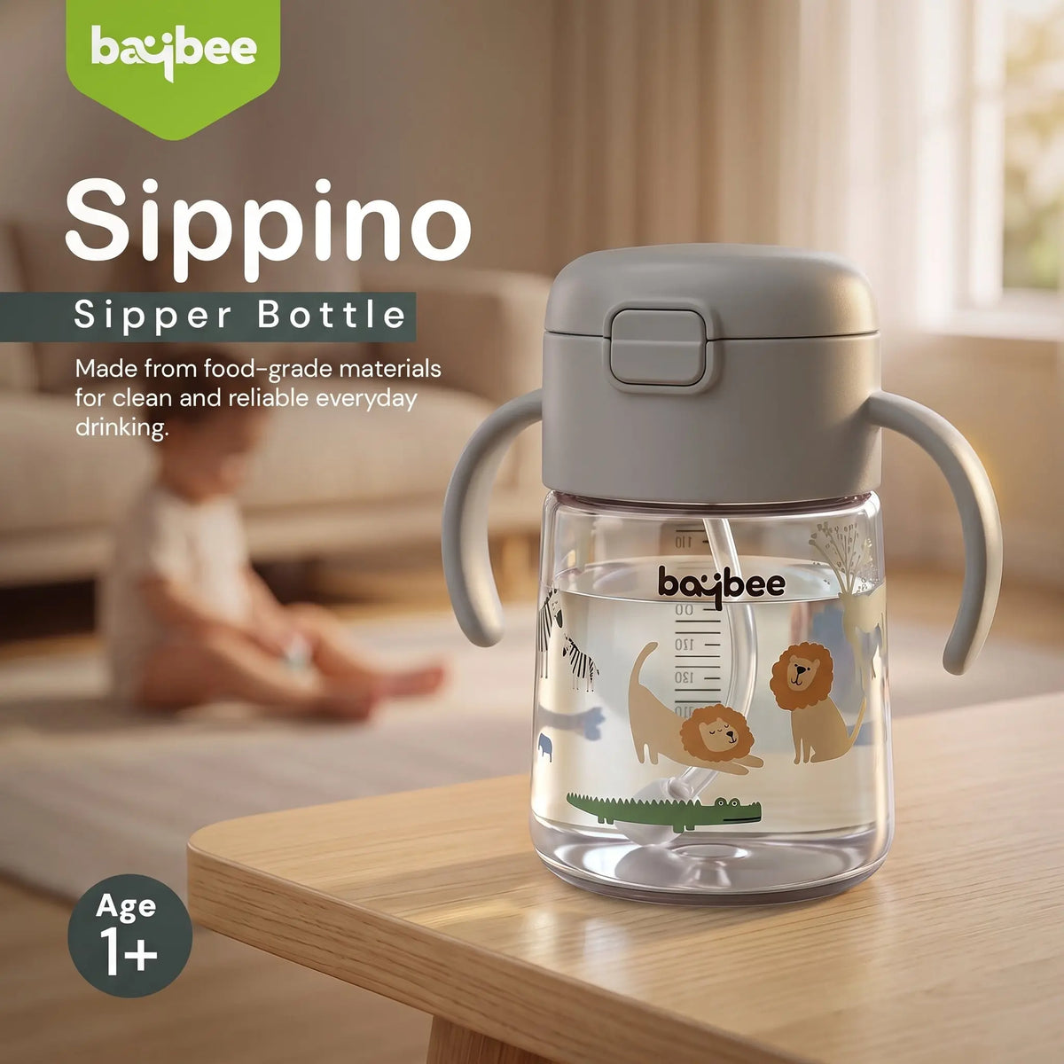 Grey baby sipper bottle