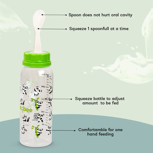 Baybee 250Ml 2 in 1 Baby Feeding Bottle with Spoon, Anti-Colic Silicone Nipple - Pack of 2 Baybee Kids