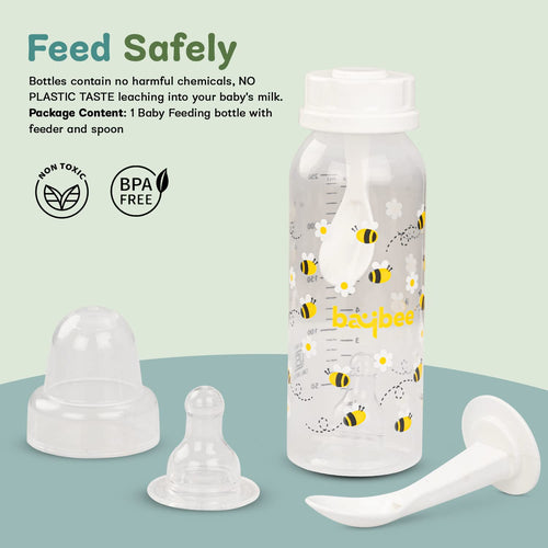 Baybee 250Ml 2 in 1 Baby Feeding Bottle with Spoon, Anti-Colic Silicone Nipple - Pack of 2 Baybee Kids