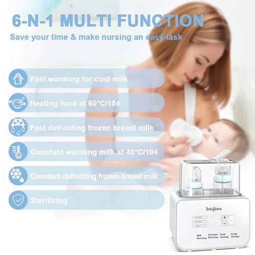 Baybee 6 in 1 Baby Bottle Warmer & Sterilizer  with LCD Temperature Display, Smart & BPA Free Nipple BAYBEE