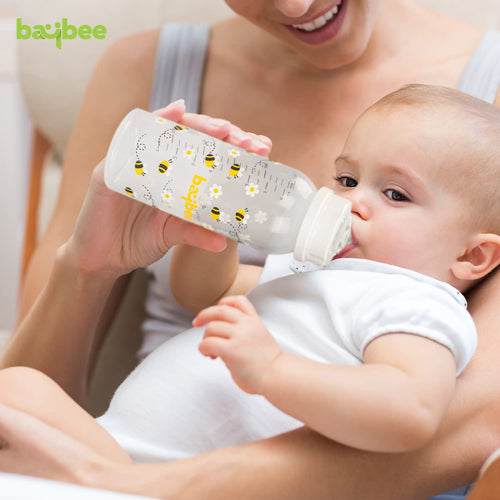 Baybee 250Ml 2 in 1 Baby Feeding Bottle with Spoon, Anti-Colic Silicone Nipple - Pack of 2 Baybee Kids