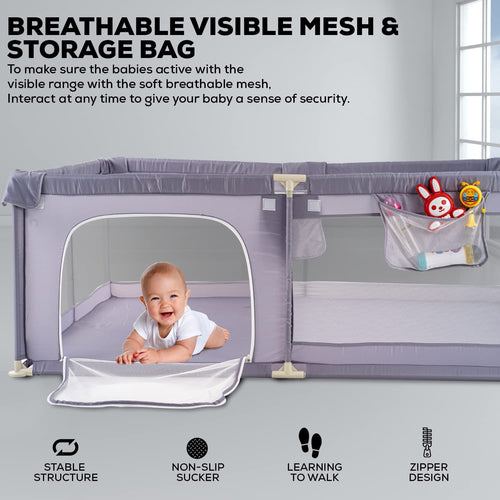 Baybee Playard Playpen for Kids with Safety Lock, Suction Cup &  Smart Folding BAYBEE