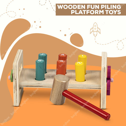 Baybee Wooden Hammer Peg Knock Pounding Bench for Kids Toys Set BAYBEE
