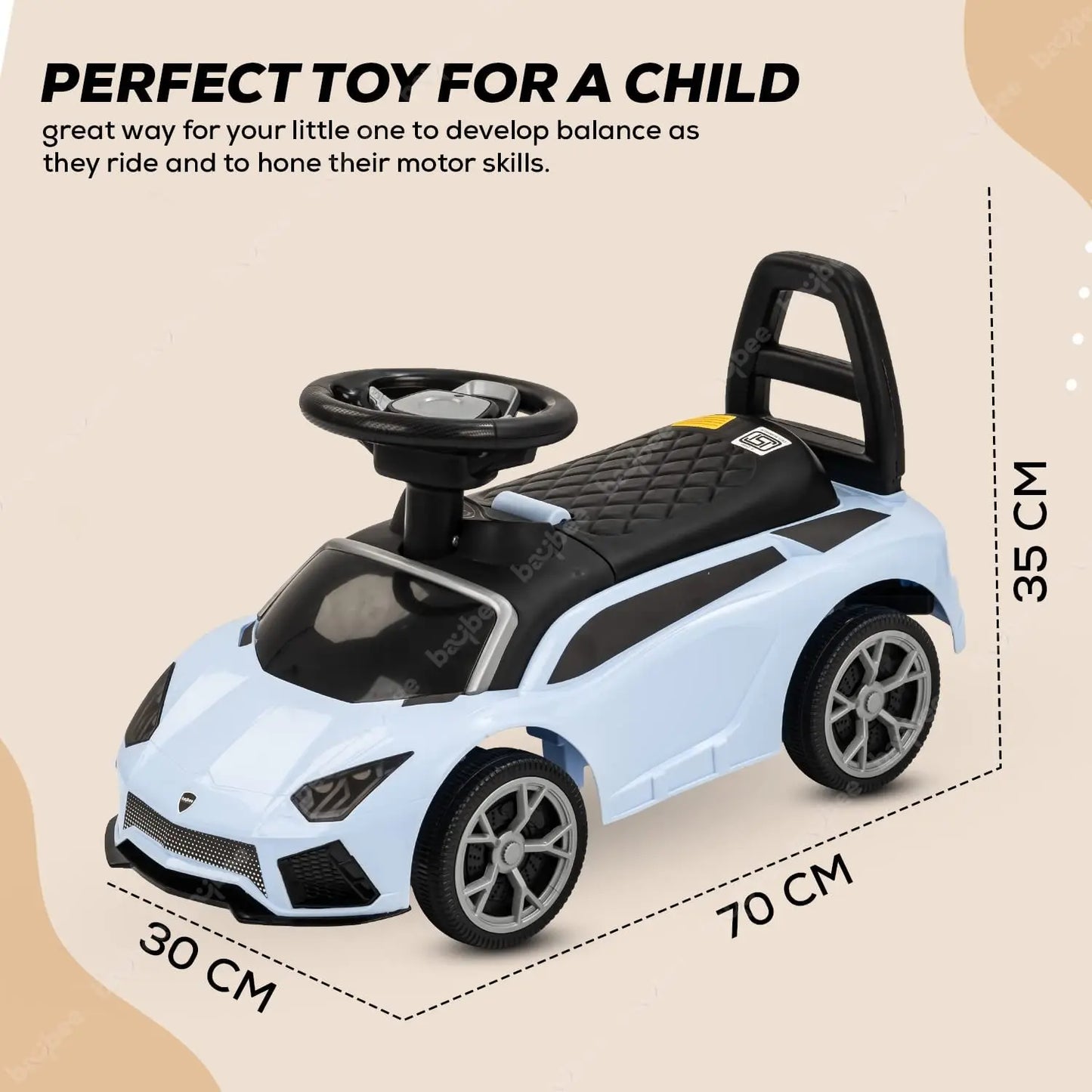 Manual Push Ride-On Car for Kids – Fun and Secure Ride for Little