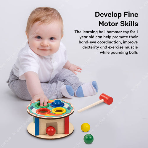 Baybee Wooden Hammer Ball Knock Pounding Bench with Box, Kids Toys Set, Learning Educational Hammer toy for Kids 3+ Years (Assorted) BAYBEE