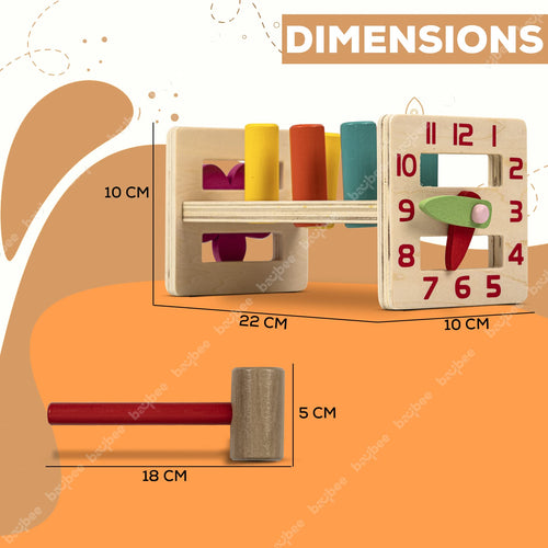 Baybee Wooden Hammer Peg Knock Pounding Bench for Kids Toys Set BAYBEE